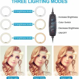 Setster Remote Dimmable 3-Modes LED Ring Light with Tabletop Stand with Ball-Head for Making up YouTube Videos Ring Flash image 5