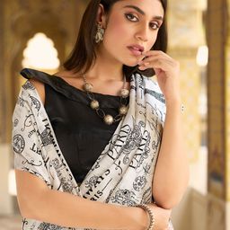 Mitera Embellished Silk Blend Block Print Saree image 5