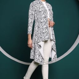 Zicada Printed Longline High-Low Open Front Shrug image 5