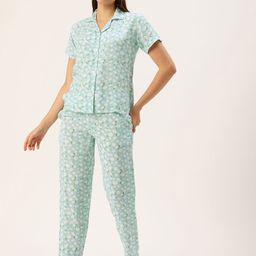 Clt.s Women Floral Printed Shirt With Pyjamas Night suits-image-28