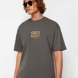 Trendyol Unisex Typography Printed Round Neck Pure Cotton T-shirt-image-73