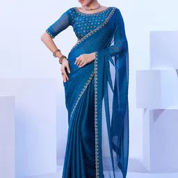 Kalista Womens Embellished Beads and Stones Pure Chiffon Saree-picture-26