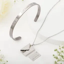Shining Symphony Envelope Pendant Chain And Cuff Bracelet - Personalized-image-48