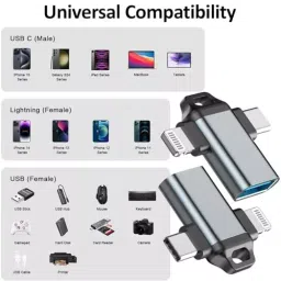 FEDUS 2-in-1 OTG Adapter, OTG Cable, Lightning & USB C to USB 3.0 (Pack of 2 Pcs) image 2