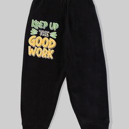 KAVEE 100% Cotton Biowashed Full Length Keep Up The Good Work Print Lounge Pant - Black-image-89