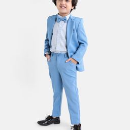 Babyhug Full Sleeves Solid Party Suit With Bow- Powder Blue-image-92
