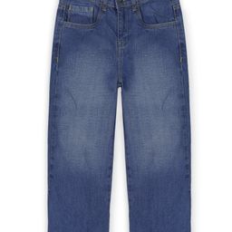 Kiddopanti Flared Washed & Distressed Hem Jeans - Dark Blue-image-72