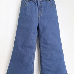 Cherry Crumble By Nitt Hyman Solid Button Down Wide Leg Jeans - Blue-image-53
