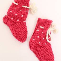 Woonie Motif Detailed Hand Knitted Acrylic Socks - Pink-image-83