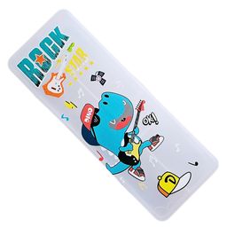 KARBD Translucent Double Sided Plastic Geometry Pencil Box - Dino Rock Star Design-11