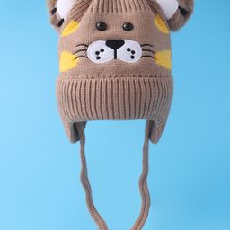 Babyhug Woollen Cap With Tiger Design - Brown-picture-23