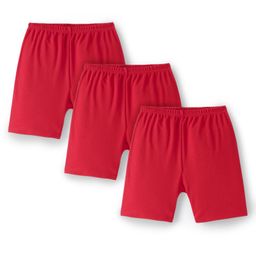 Red Rose Cotton Knit Knee Length Solid Shorts Pack of 3 - Red-image-10