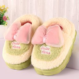 Oh! Pair Slip On Winter Shoes with Bow Applique - Pink-image-82