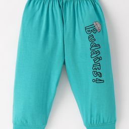 Taeko Single Jersey Knit Full Length Fleece & Woollen Pant with Text Print - Sea Green-image-54