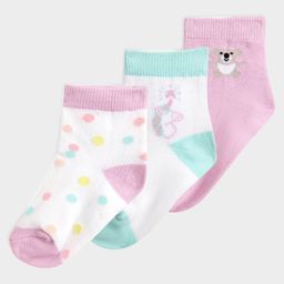 Mi Arcus Bamboo Cotton Pack of 3 Unicorn & Polka Dots Designed Socks - Multi Colour-image-75