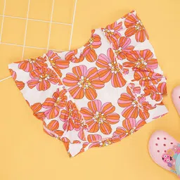 Pantaloons Junior Rayon Sleeveless Frill Detailed Floral Printed Top - Orange & White-picture-22