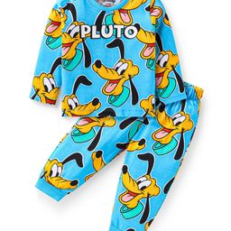 Babyhug Disney Single Jersey Knit Full Sleeves Night Suit with Pluto Graphics - Light Blue-image-46