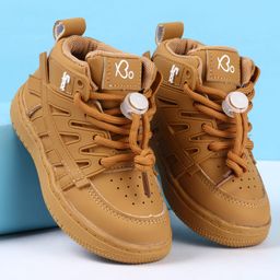 Babyoye Solid Color Lace Up Casual Shoes- Brown-image-73