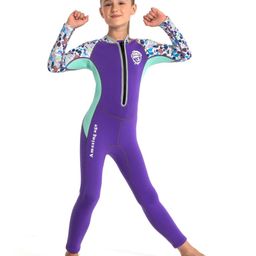 Little Surprise Box Full Raglan Sleeves Colour Blocked Swimsuit - Violet-picture-3