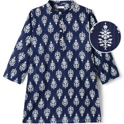 EARTHY TOUCH Cambric Woven Full Sleeves Kurta With Floral Print - Navy Blue-image-75