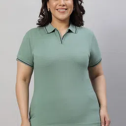Wear Your Opinion Women Plus Size Polo Collar Neck Tipped T-shirt-picture-0