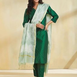 Fabindia Geometric Tie & Dye Cotton Silk Dupatta-image-67