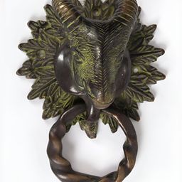 Exotic India Green 6" Brass Goat Door Knocker-37