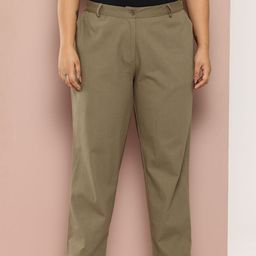 Sztori Women Plus Size Pure Cotton Formal Trousers-image-119