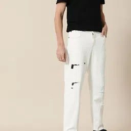Mr Bowerbird Men White Tapered Fit Low Distress Mid-Rise Stretchable Jeans-image-21