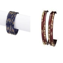SOMIL Set of 16 Blue Alloy Artificial Stones & Beads Bangles-image-94