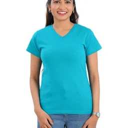 30 Looks Women Solid V-Neck Cotton T-shirt-image-75