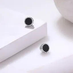 Yellow Chimes Men Rhodium Plated Contemporary Studs Earrings-image-8