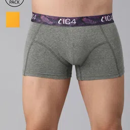 IC4 Men Pack of 2 Charcoal Grey & Yellow Solid Trunks 0C-Y-254P2 image 1