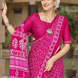 Anouk Ethnic Motifs Pure Cotton Bagru Saree-image-57