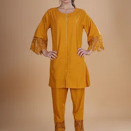 BAESD Round Neck Flared Sleeves Tunic With Trousers-image-66