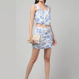 clobug Printed Shoulder Strap Sleeveless Top With Skirt Co-Ords-image-11