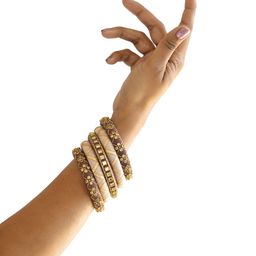 Taasha Craft Set Of 5 Stone-Studded & Beaded Bangles image 3