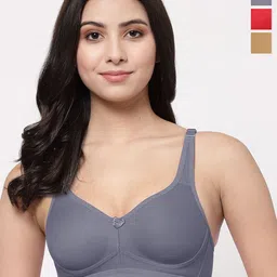 College Girl Pack Of 3 Full Coverage Lightly Padded Cotton Minimizer Bra-picture-57