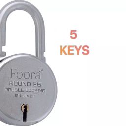 Foora 65 mm Iron Polished Finish 5 Keys Double Lock-9
