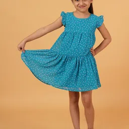 HERE&NOW Polka Dot Print Flutter Sleeve Fit & Flare Dress-picture-12