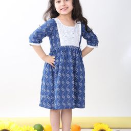 Sangria Girls Printed Cotton Knee Length Dresses-image-30
