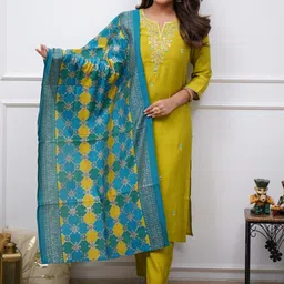 Anouk Women Ethnic Motifs Embroidered Regular Sequinned Kurti with Trousers & With Dupatta-picture-15