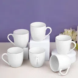 Vola Global LLP Pristine Mini Sip White 6 Pieces Glossy Cups-16