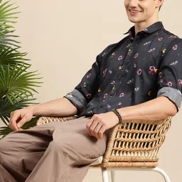 Mast & Harbour Floral Printed Cutaway Collar Casual Shirt-picture-16