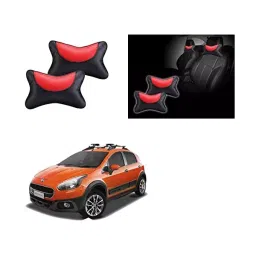 Auto Pearl Black and Red Designer Car Neck Rest Pillow Compatible for Fiat Avventura-picture-35