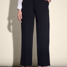 QIOA Women Relaxed Straight Fit High-Rise Wrinkle Free Pleated Formal Trousers-image-90