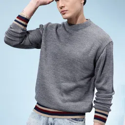 glitchez Striped Hem & Cuffed Relaxed Pullover-picture-25