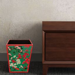 SEJ by Nisha Gupta Green & Orange Printed Wooden Open Dry Bin-18