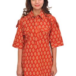 Exotic India Women Floral Printed Daily Cotton Straight Kurta-picture-34