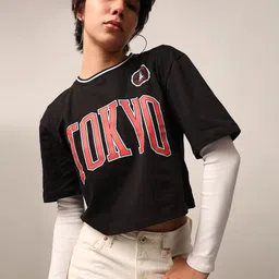 ONLY Women Typography Printed Round Neck Cotton T-shirt-image-30